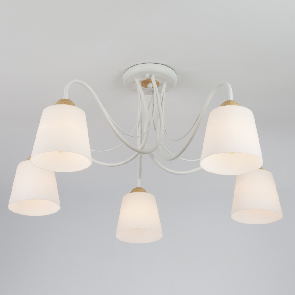 Потолочная люстра со стеклянными плафонами 70062/5 белый фото 1 — Multielectrika