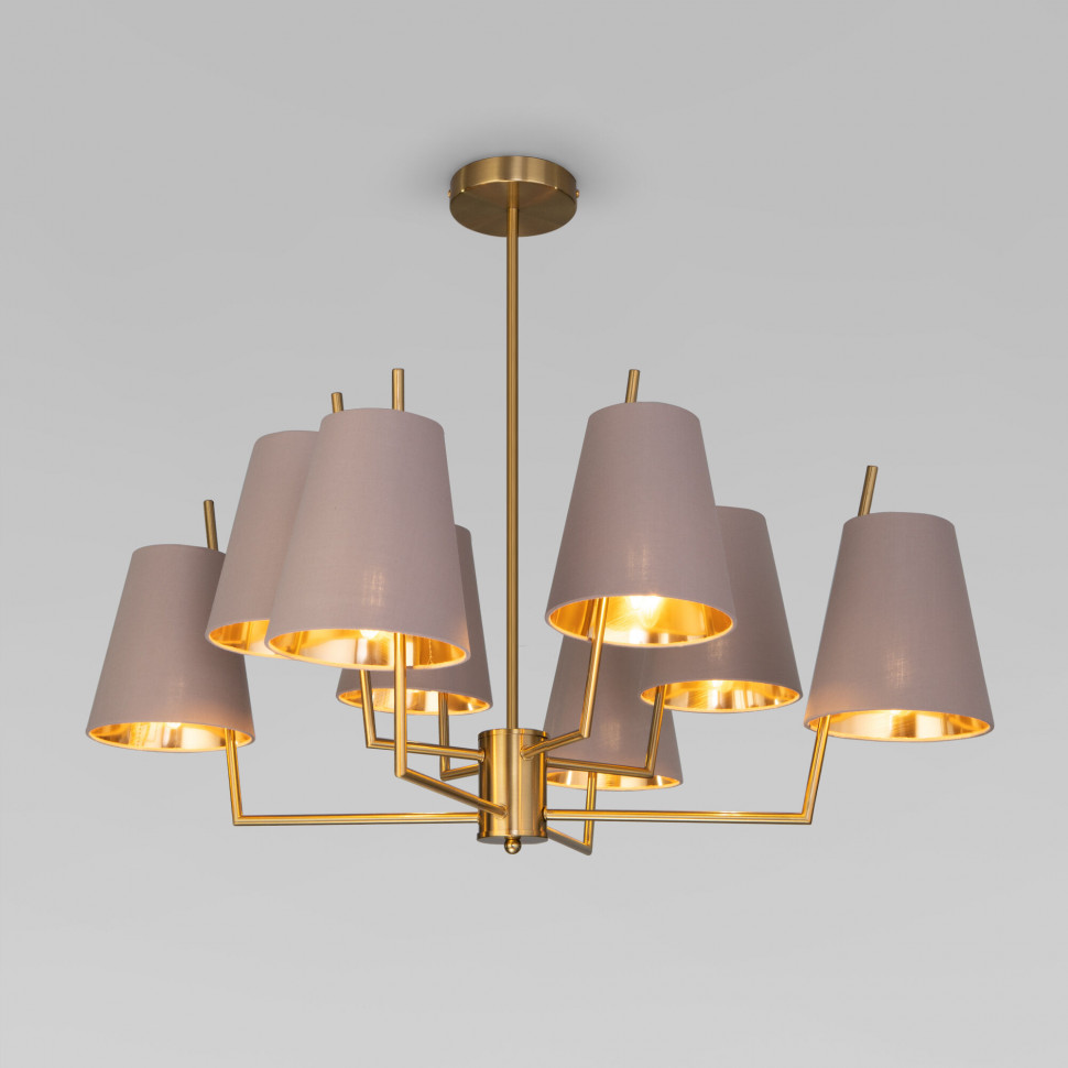 Умная потолочная люстра с тканевыми абажурами 60173/8 латунь фото 1 — Multielectrika