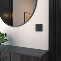 Выключатель двухклавишный с подсветкой (Hammer черный) W1220108 &mdash; Multielectrika