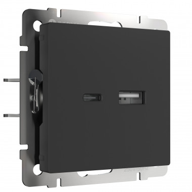 Розетка USB тип A+С (черный матовый) W1171808 — Multielectrika