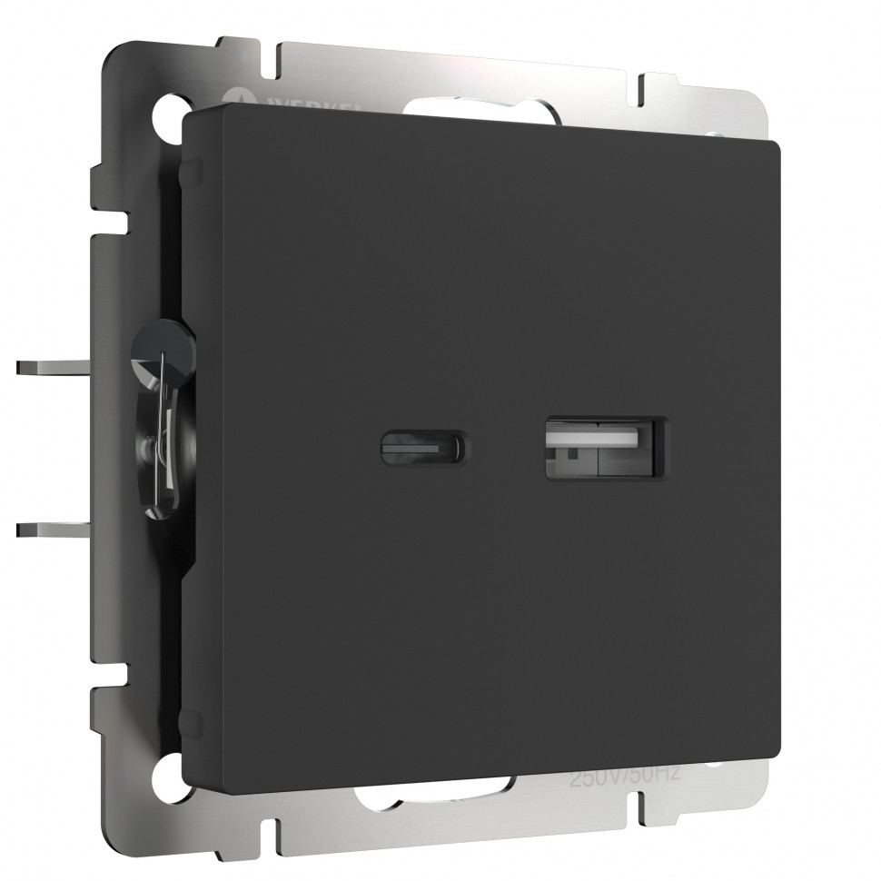 Розетка USB тип A+С (черный матовый) W1171808 фото 1 — Multielectrika