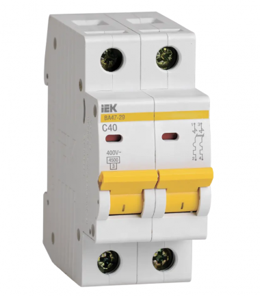 Автоматический выключатель ВА47-29 2Р 40А 4,5кА характеристика С IEK MVA20-2-040-C — Multielectrika