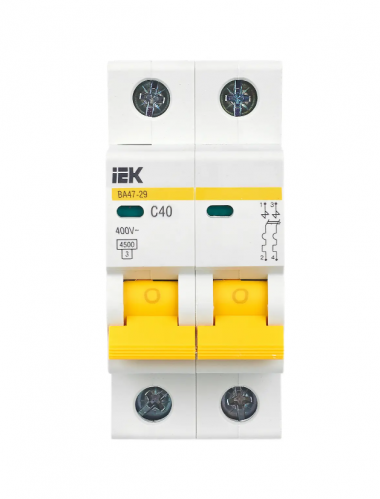 Автоматический выключатель ВА47-29 2Р 40А 4,5кА характеристика С IEK MVA20-2-040-C — Multielectrika