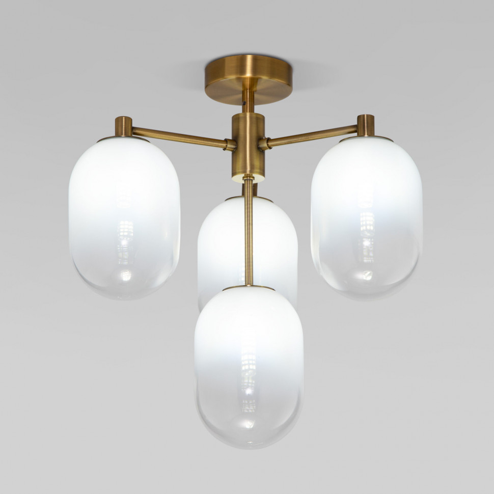 Потолочный светильник со стеклянными плафонами 60161/4 латунь фото 1 &mdash; Multielectrika