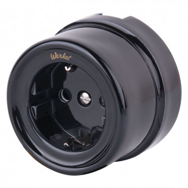 Розетка с заземлением черный ретро W5671008 &mdash; Multielectrika