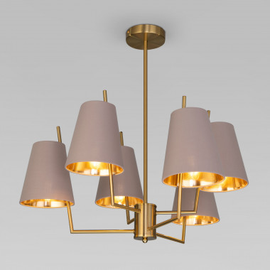 Умная потолочная люстра с тканевыми абажурами 60173/6 латунь — Multielectrika