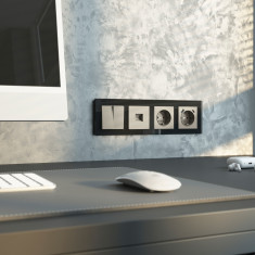 Розетка с заземлением, шторками и USB тип A+C (дымчатый) W1271704 &mdash; Multielectrika