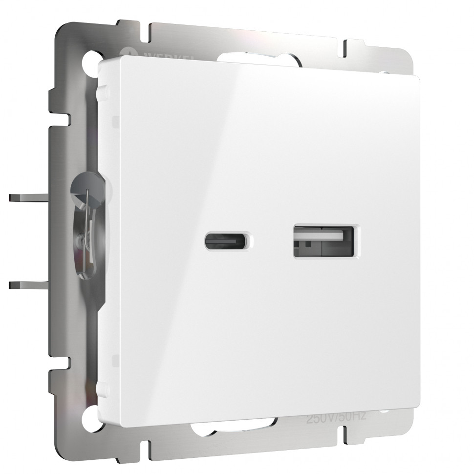 Розетка USB тип A+С (белый) W1171801 фото 1 — Multielectrika