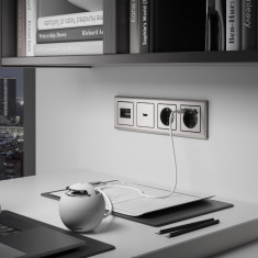 Накладка для двойной розетки Еthernet RJ-45 (глянцевый никель) W1191102 &mdash; Multielectrika