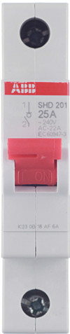 Рубильник 1-полюсный ABB SHD201/25 рычаг красный 2CDD271111R0025 фото 6 — Multielectrika