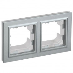 Рамка на 2 поста IP44 IEK Brite РУ-2-БрА-44 алюминий &mdash; Multielectrika