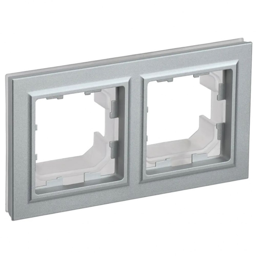 Рамка на 2 поста IP44 IEK Brite РУ-2-БрА-44 алюминий фото 1 — Multielectrika