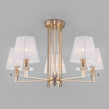 Потолочная люстра с тканевыми абажурами 60114/5 золото — Multielectrika