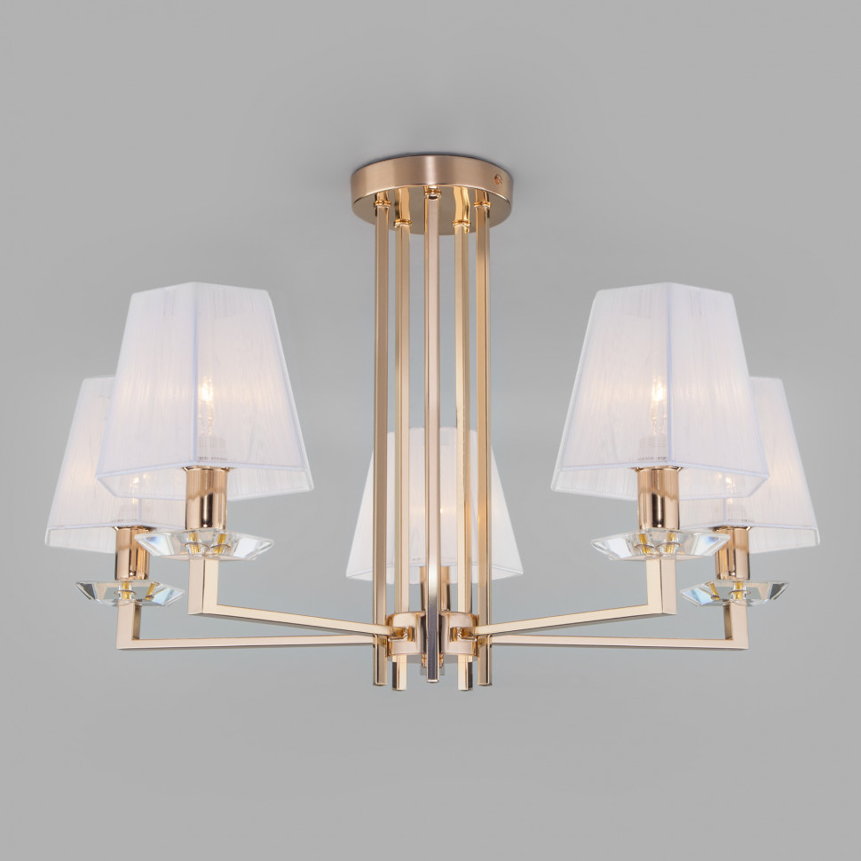 Потолочная люстра с тканевыми абажурами 60114/5 золото фото 1 &mdash; Multielectrika