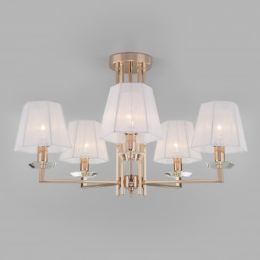 Потолочная люстра с тканевыми абажурами 60114/5 золото — Multielectrika