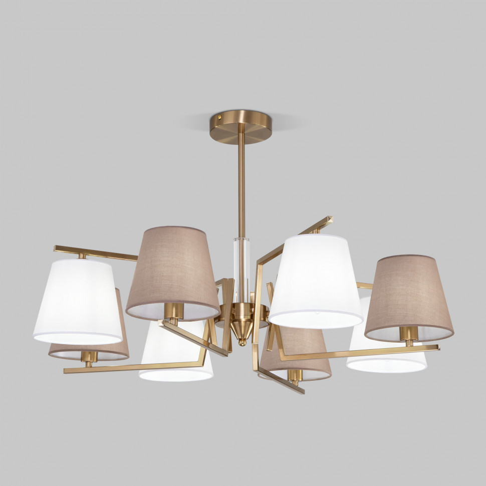 Умная потолочная люстра с тканевыми абажурами 60149/8 латунь фото 1 &mdash; Multielectrika