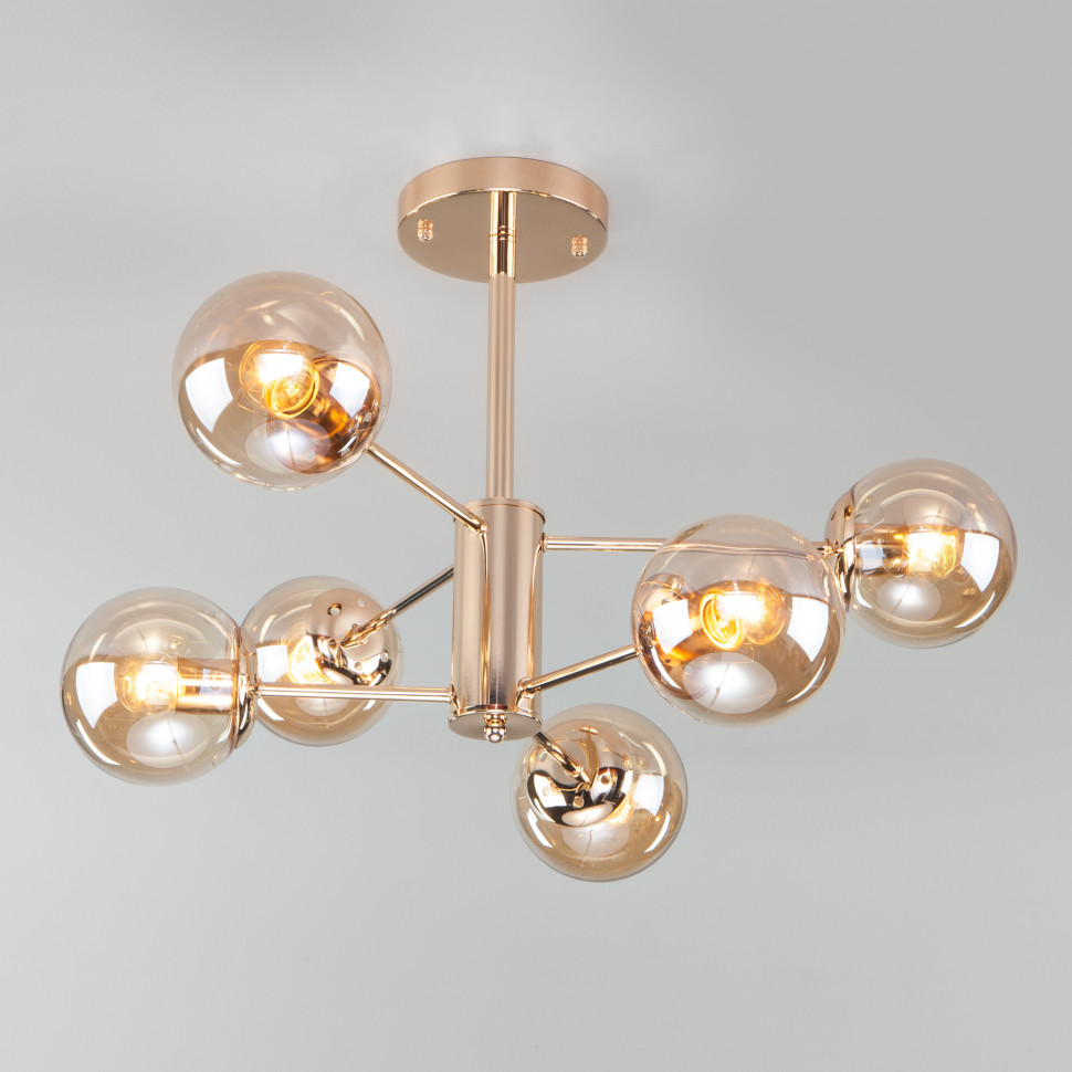 Потолочная люстра со стеклянными плафонами 30166/6 золото фото 1 — Multielectrika