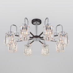 Умная потолочная люстра с хрусталем в стиле лофт 70090/8 графит &mdash; Multielectrika