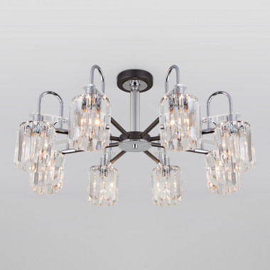 Умная потолочная люстра с хрусталем в стиле лофт 70090/8 графит — Multielectrika
