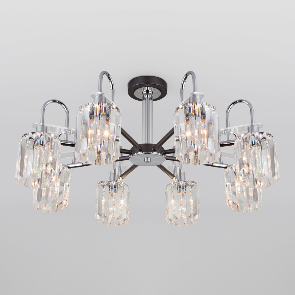 Умная потолочная люстра с хрусталем в стиле лофт 70090/8 графит фото 1 — Multielectrika