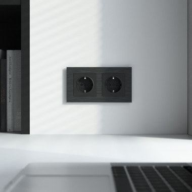 Рамка из металла на 2 поста АluMax черный алюминий W0023508 &mdash; Multielectrika