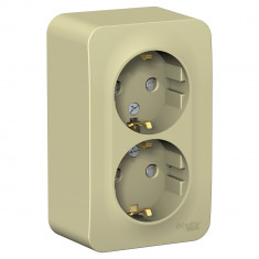 Розетка двойная Systeme Electric Blanca со шторками, бежевая 16А &mdash; Multielectrika