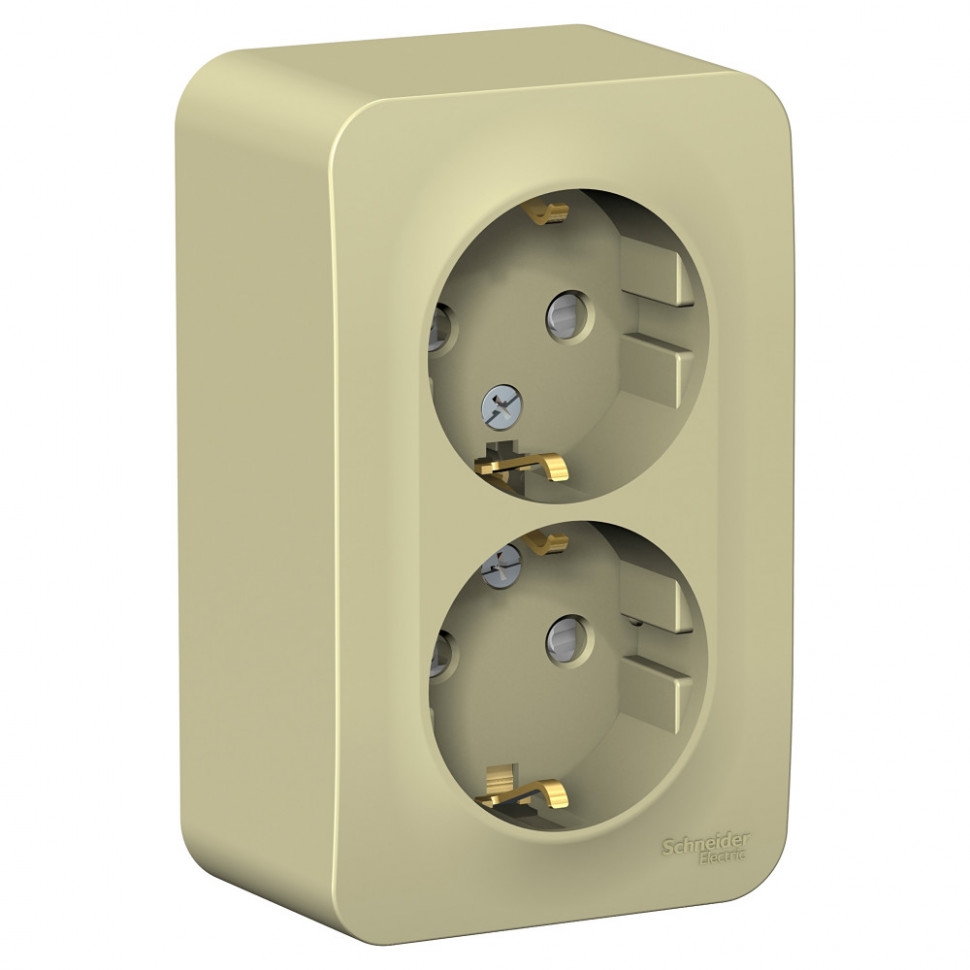 Розетка двойная Systeme Electric Blanca со шторками, бежевая 16А фото 1 — Multielectrika