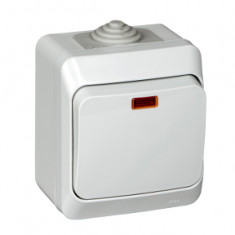 Выключатель одноклавишный с подсветкой 10АХ IP44 серый Schneider Electric Этюд BA10-045C &mdash; Multielectrika