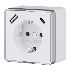 Розетка с заземлением, шторками и USB тип A+C Gallant белый W5071701 &mdash; Multielectrika