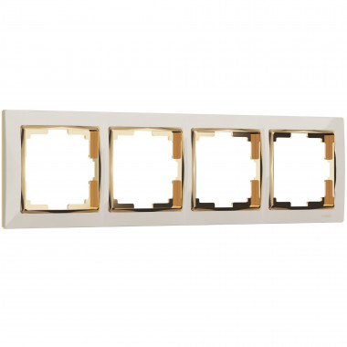 Рамка из поликарбоната на 4 поста Snabb слоновая кость/золото W0041932 &mdash; Multielectrika
