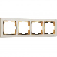 Рамка из поликарбоната на 4 поста Snabb слоновая кость/золото W0041932 &mdash; Multielectrika