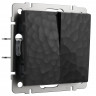 Выключатель двухклавишный проходной (Hammar черный) W1222008