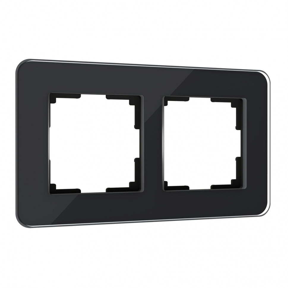 Рамка из стекла на 2 поста Elite черный W0022448 фото 1 &mdash; Multielectrika