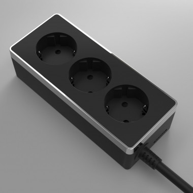 Удлинитель Gallant 3-х местный 3 м черный/хром W6523635 — Multielectrika