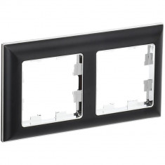 Рамка на 2 поста IEK Brite РУ-2-Бр хром/черный &mdash; Multielectrika