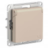 Розетка силовая Systeme Electric AtlasDesign со шторками и крышкой, 16А, песочный