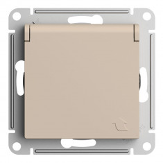 Розетка силовая Systeme Electric AtlasDesign со шторками и крышкой, 16А, песочный &mdash; Multielectrika