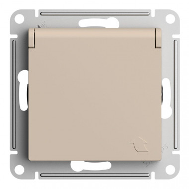 Розетка силовая Systeme Electric AtlasDesign со шторками и крышкой, 16А, песочный — Multielectrika