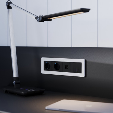 Рамка из поликарбоната на 4 поста Split белый/черный, soft-touch W0043068 — Multielectrika