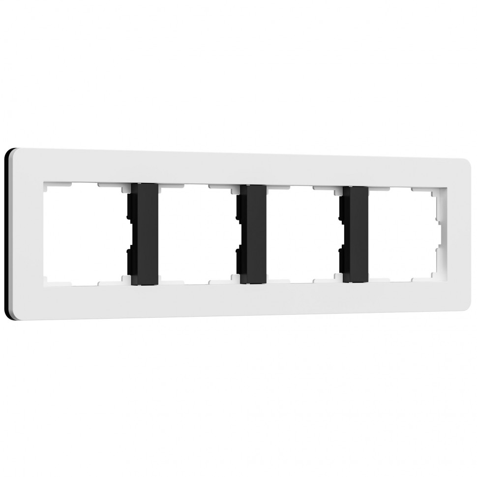 Рамка из поликарбоната на 4 поста Split белый/черный, soft-touch W0043068 фото 1 &mdash; Multielectrika