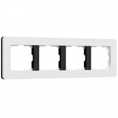 Рамка из поликарбоната на 4 поста Split белый/черный, soft-touch W0043068 &mdash; Multielectrika