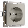 Розетка с заземлением и шторками (дымчатый) W1271104