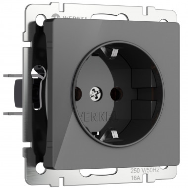 Розетка с заземлением и шторками (графит акрил) W1171144 &mdash; Multielectrika
