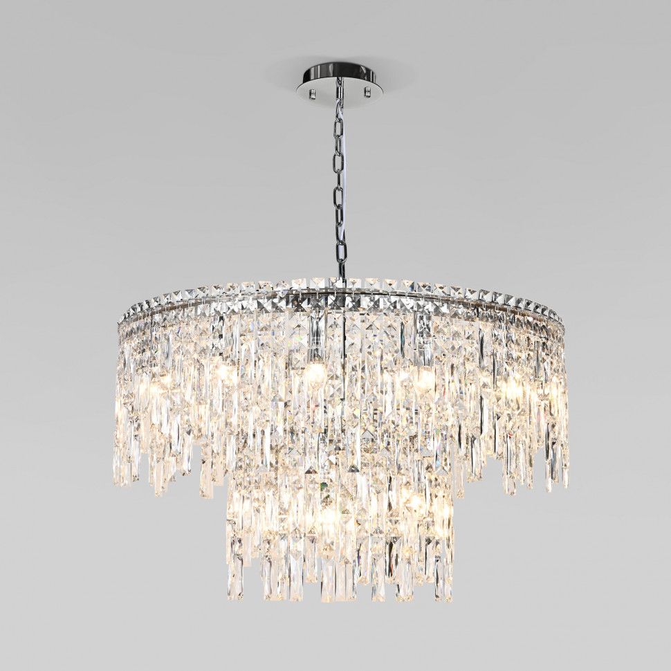 Умная подвесная люстра с прозрачным хрусталем 60160 хром фото 1 &mdash; Multielectrika