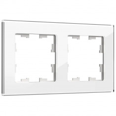 Рамка на 2 поста IEK Brite РУ-2-2-БрБ стекло белый &mdash; Multielectrika