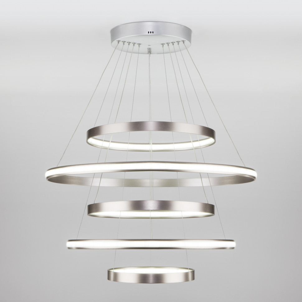 Подвесной светодиодный светильник с регулировкой цветовой температуры и яркости 90179/5 сатин-никель фото 1 — Multielectrika