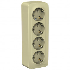 Розетка 4-ая Systeme Electric Blanca со шторками, бежевая 16А &mdash; Multielectrika