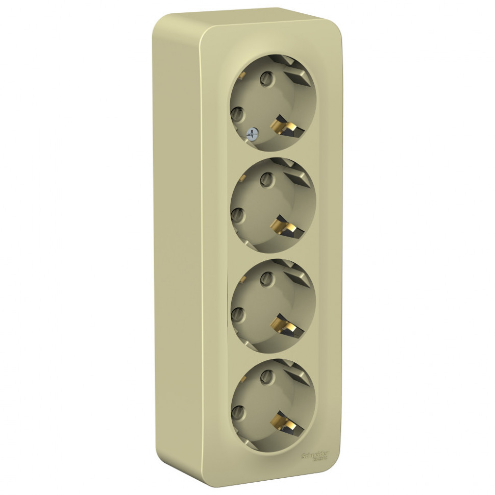 Розетка 4-ая Systeme Electric Blanca со шторками, бежевая 16А фото 1 — Multielectrika