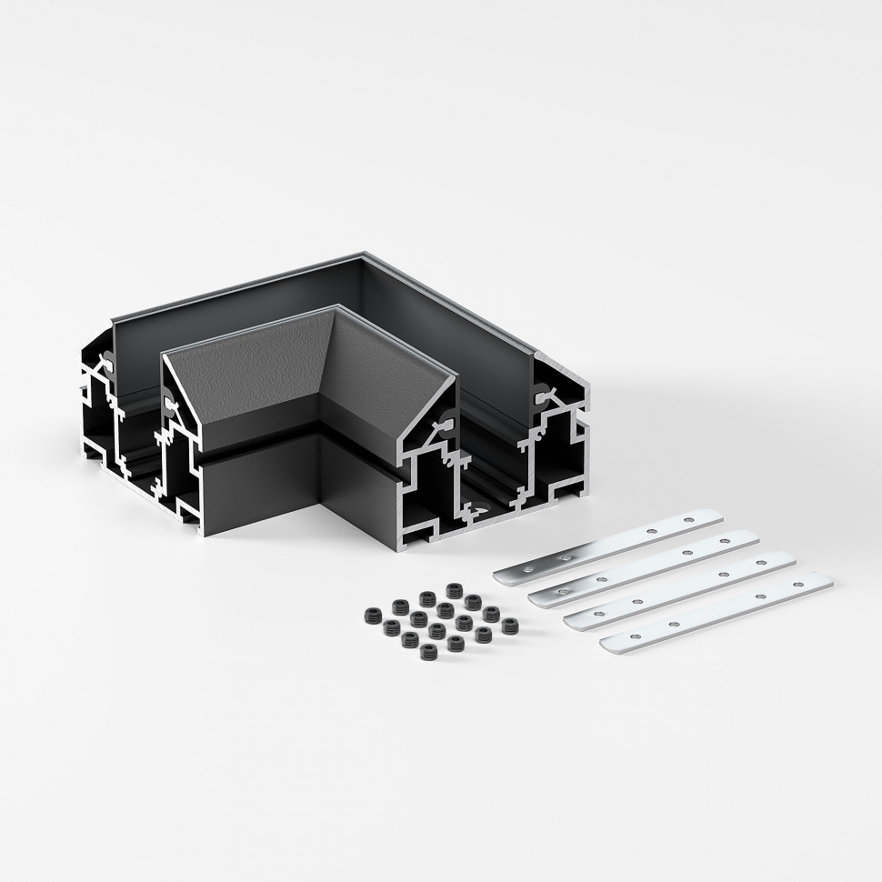 Slim Magnetic Коннектор угловой внутренний для шинопровода в натяжной потолок 85204/00 (черный) 85205/00 фото 1 — Multielectrika