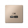 Розетка USB A+C Systeme Electric ArtGallery 45W, Fast Charge (QC.PD), песочный